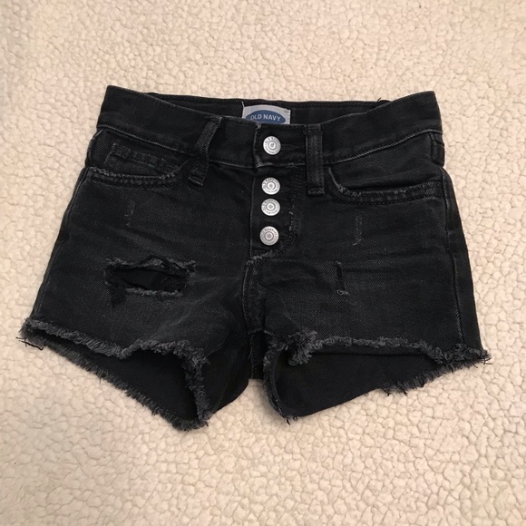 Old Navy Other - Old Navy Black Distressed Jean Denim Button-fly Shorts
Size 4 / 5 XS Extra Small